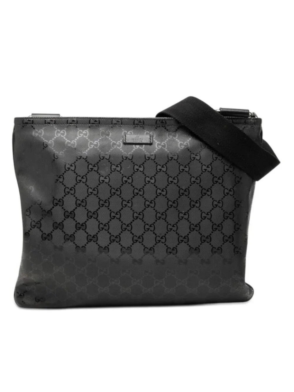 Gucci GG Supreme Crossbody Shoulder Bag Black Leather